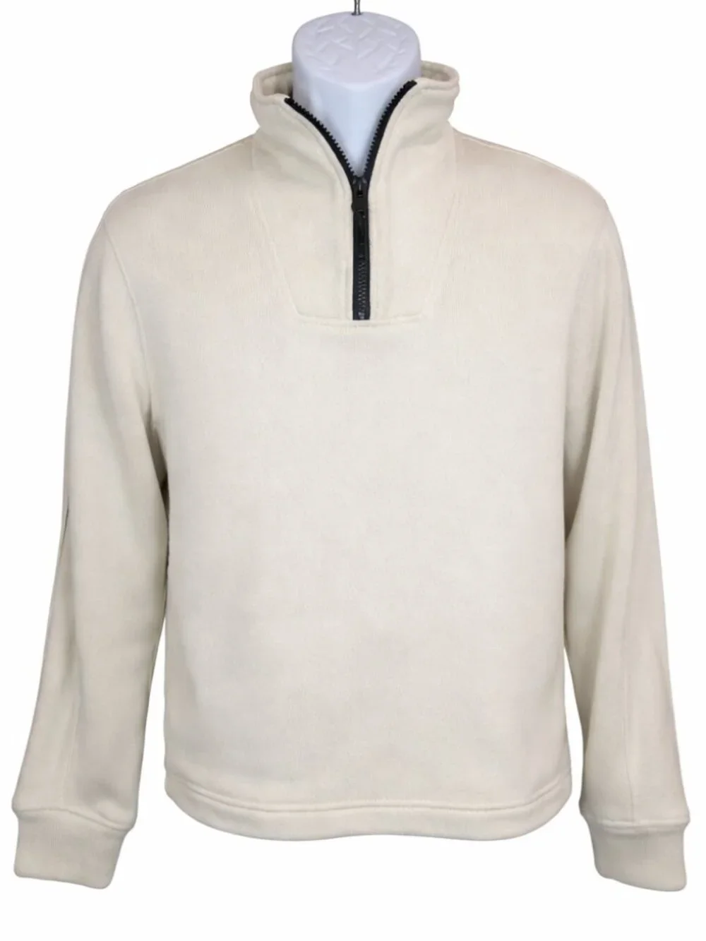 Banana Republic Men’s Quarter Zip Pullover Sweater Cream Black | Small